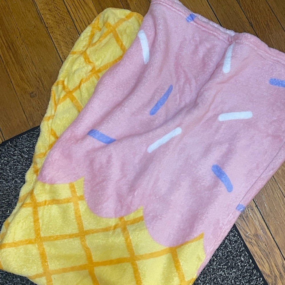 Pink and Yellow Ice Cream Cone Blanket